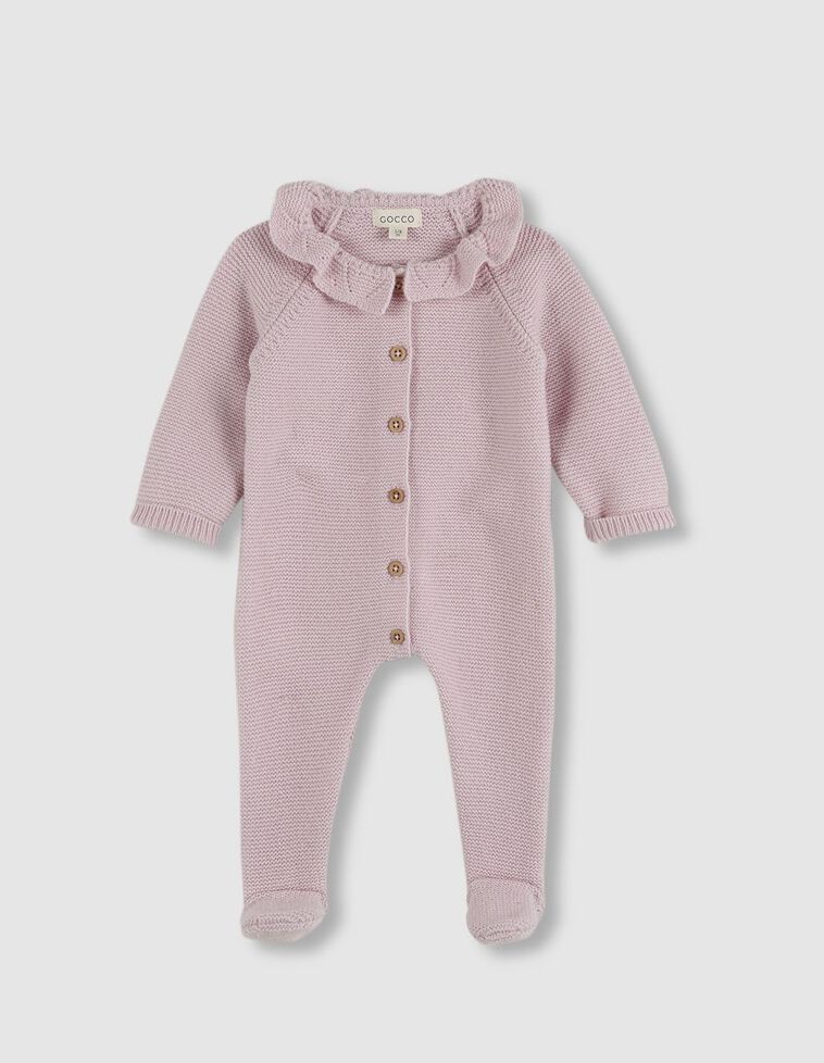 Conjunto primera puesta bebé niña DESAGUJADO color rosa