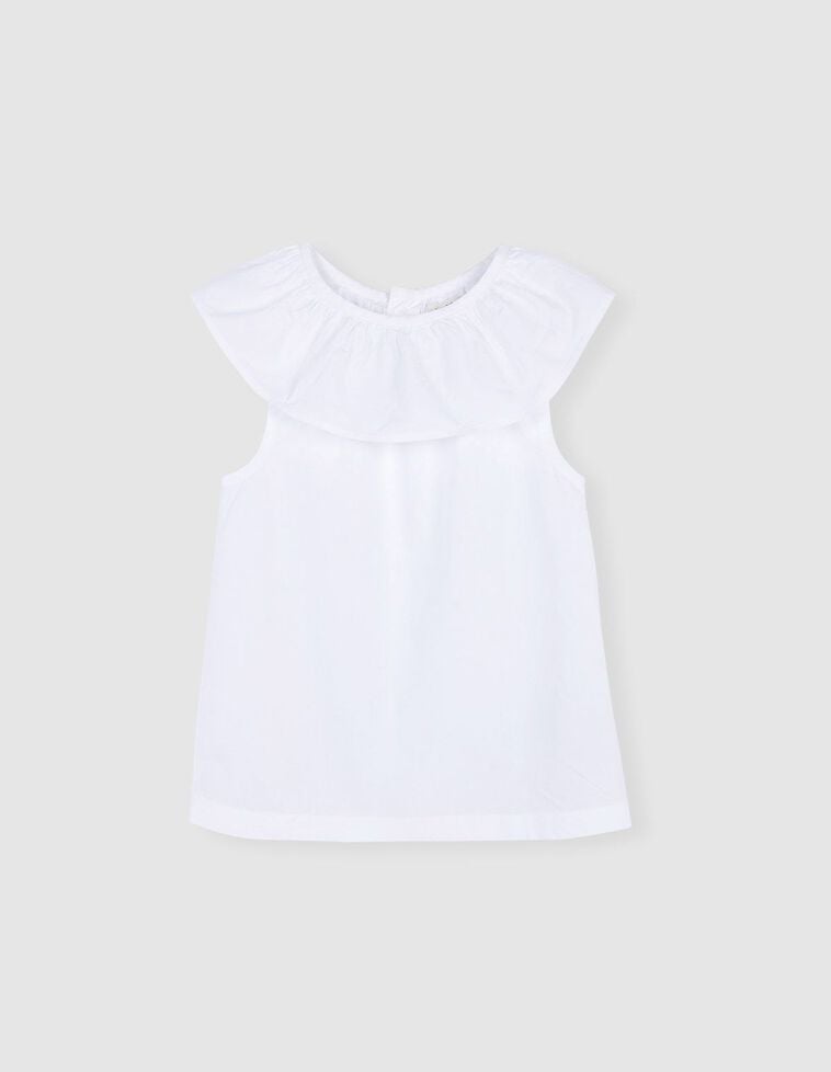 Camisa con cuello volante blanco