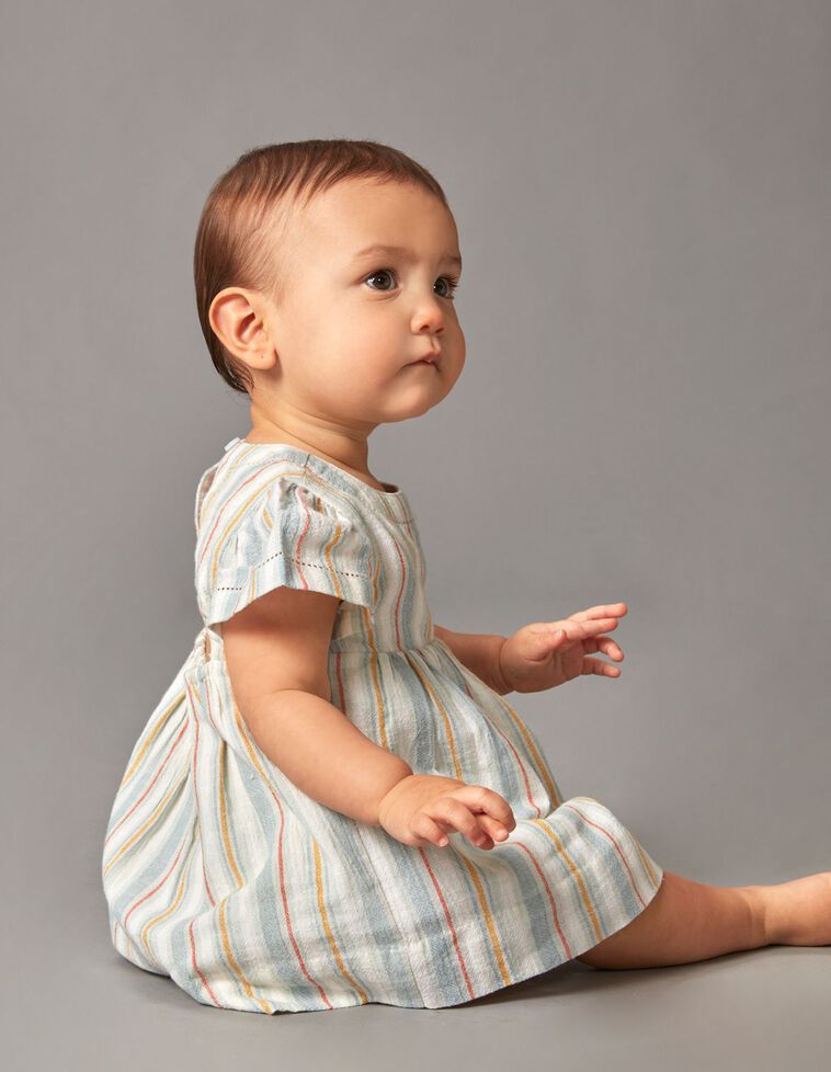 Unirse Banco tela Vestido rayas multicolor de Bebé niña | Gocco