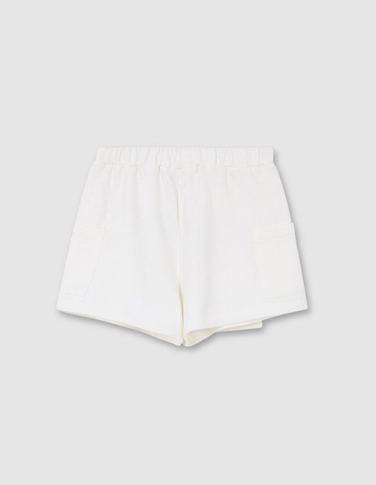 Falda pantalón de felpa blanco roto 