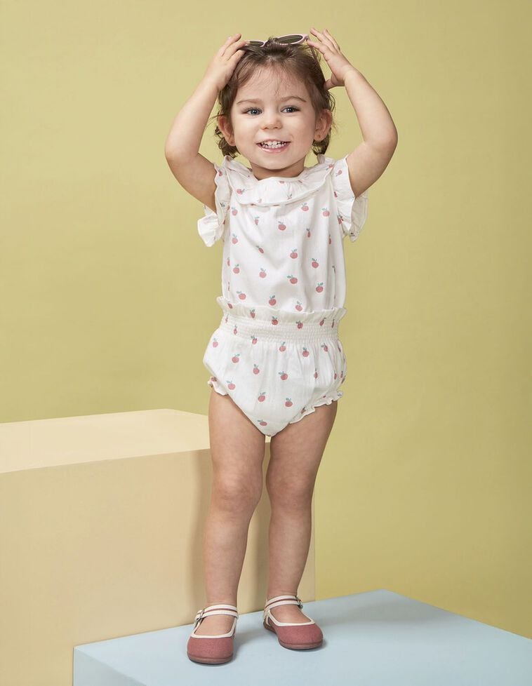 pantalón bombacho estampado blanco