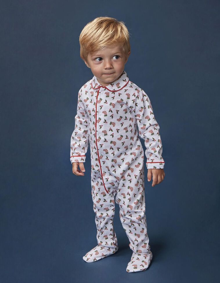 Pijama de navidad con vivo a contraste blanco