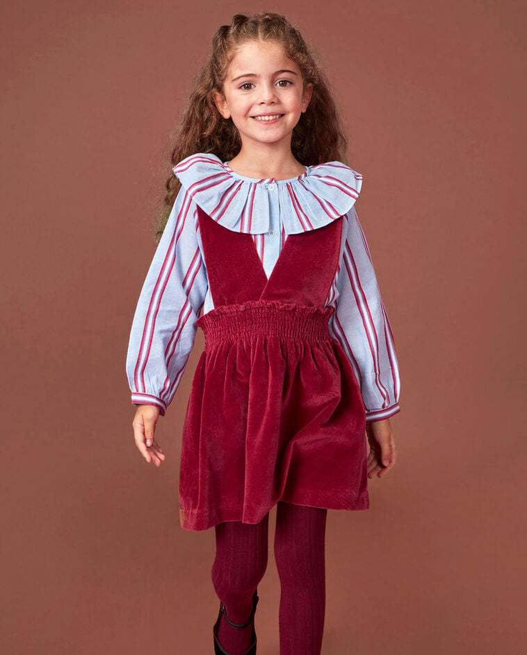 Camisa de rayas con cuello grande rosa ni&ntilde;a