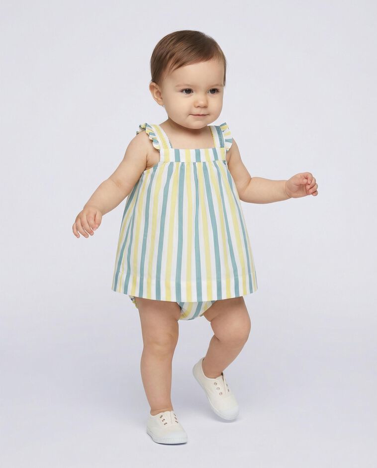 Vestido rayas amarillo y azul