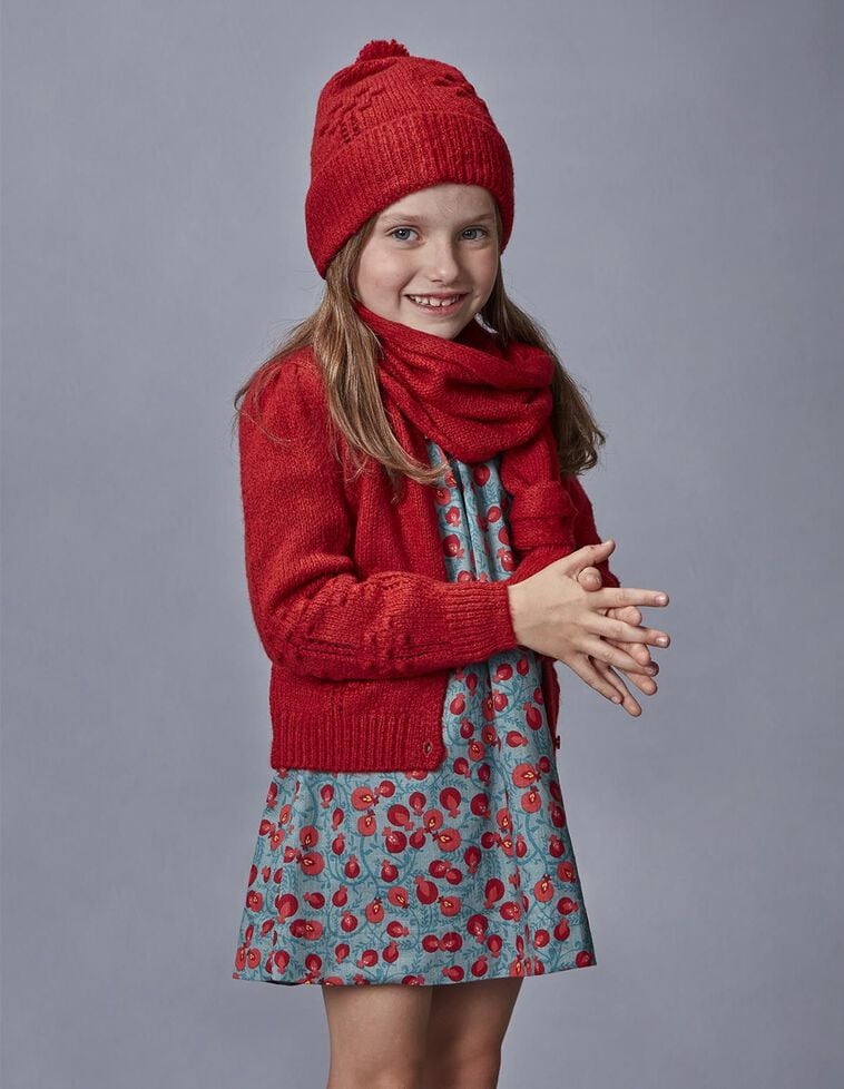 Bufanda openwork con lana rojo