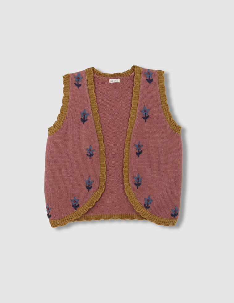 Chaleco bordados rosa