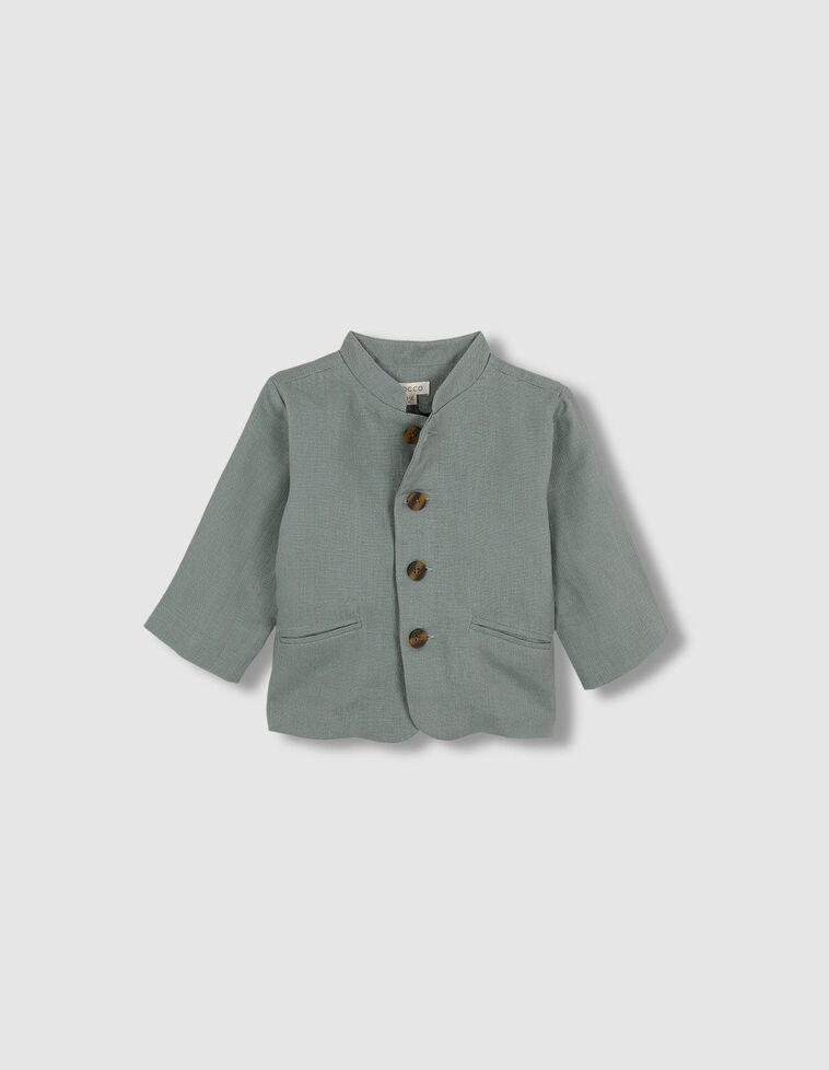Chaqueta  de lino cuello mao verde