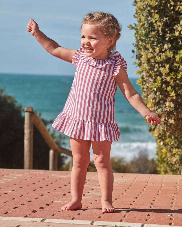 Vestido de bambula de rayas blanco