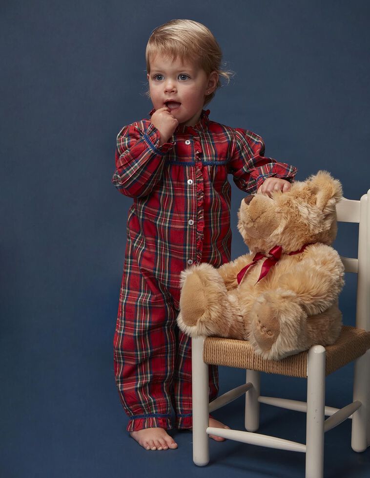 Pijama navidad de cuadro tartan con vivo a contraste rojo