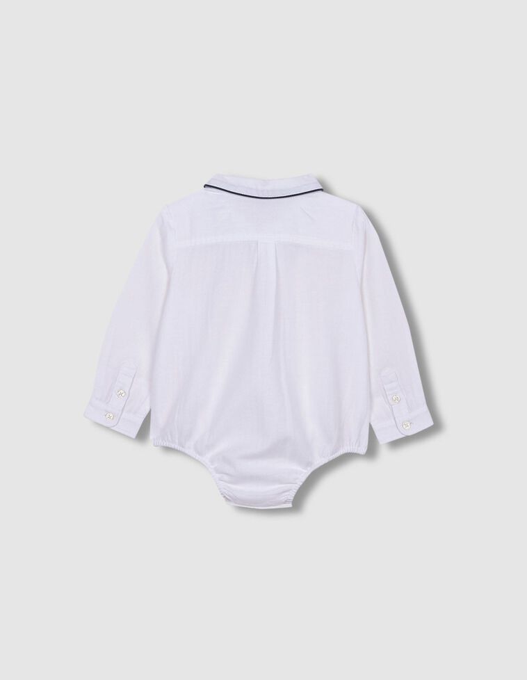 Camisa Body Cuello Bebe Con Vivo Blanco Optico