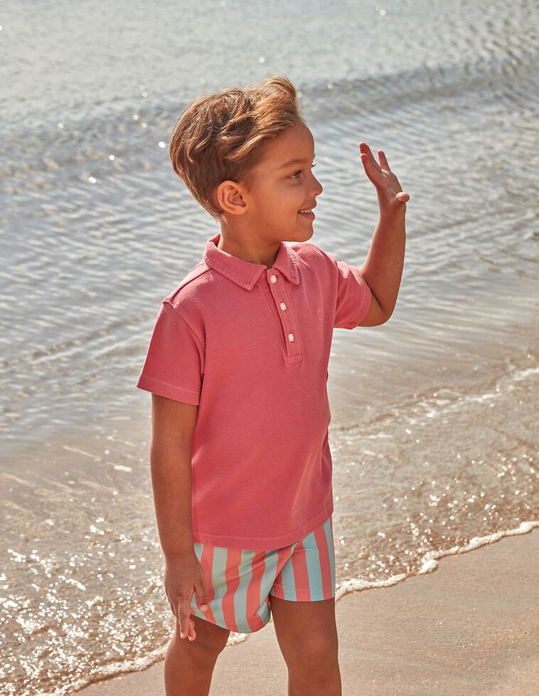 Polo de pique coral oscuro