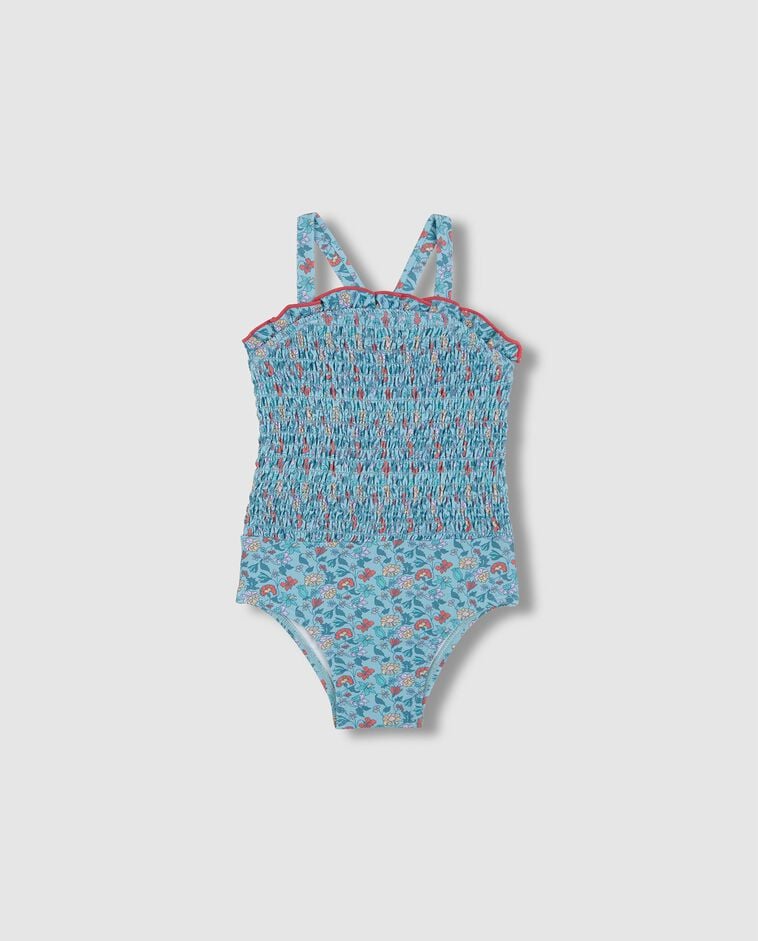 Ba&ntilde;ador estampado flores azul claro