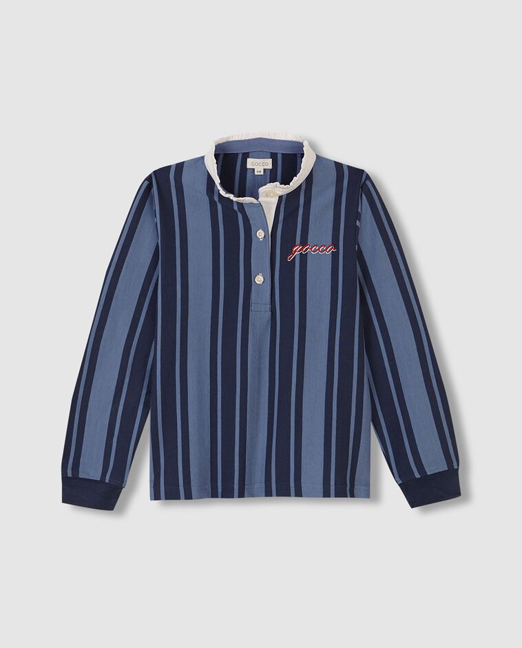 Polo de rayas verticales azul ni&ntilde;a