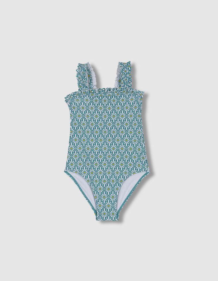 Bañador estampado flor geométrica azul claro
