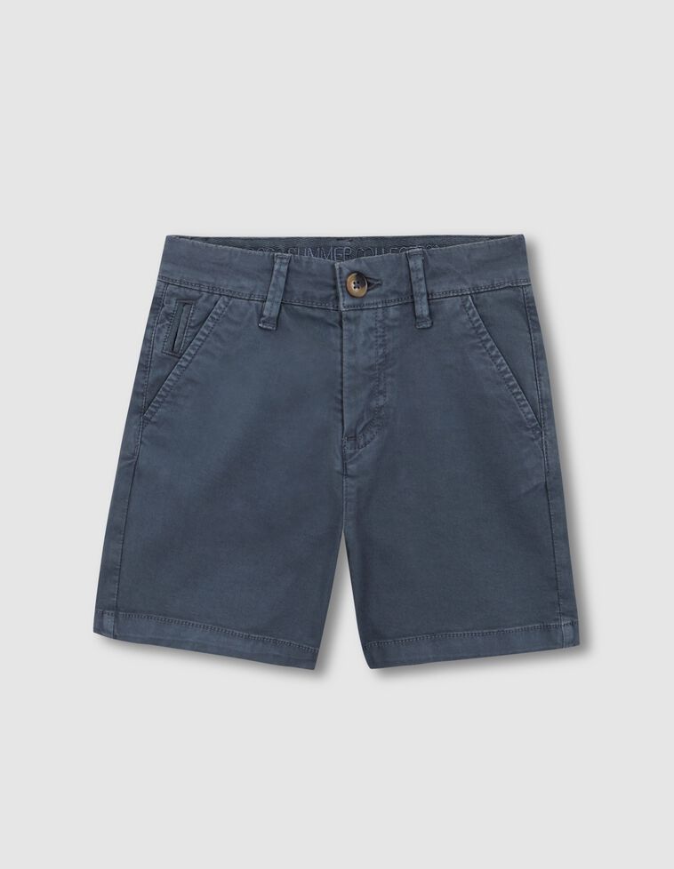 Pantalón chino corto de sarga azul