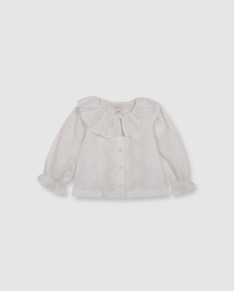 Blusa con bordados blanco beb&eacute;