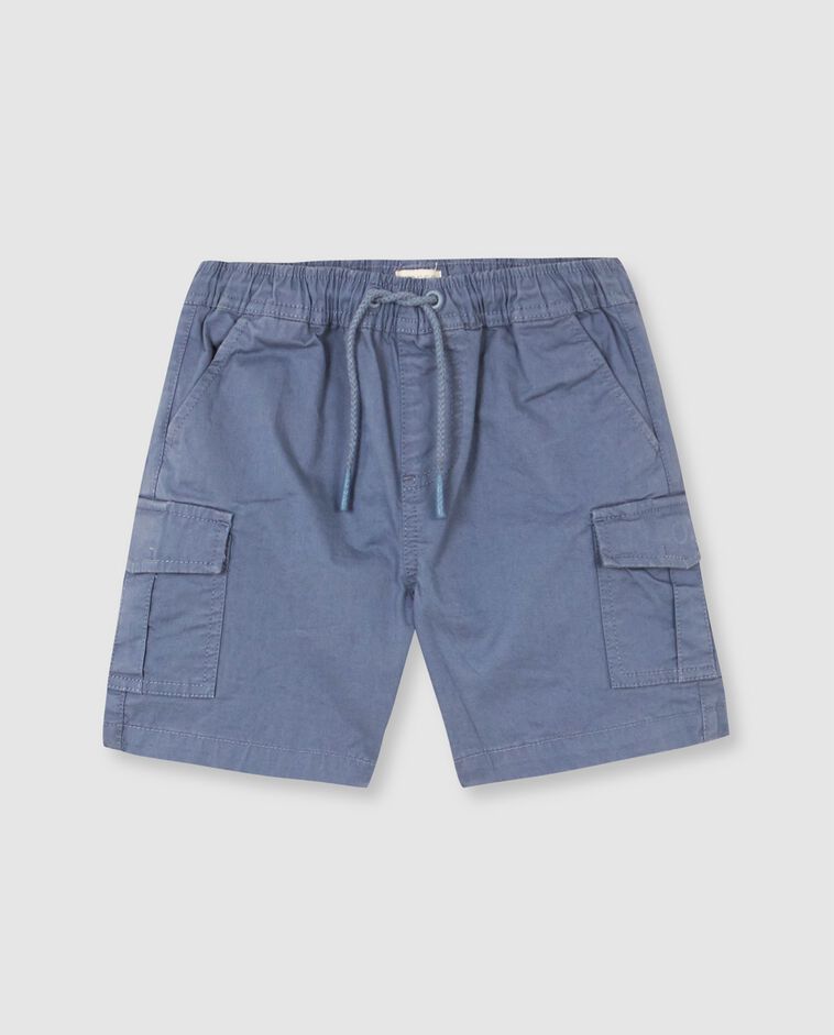 Pantal&oacute;n cargo corto con cintura el&aacute;stica azul claro