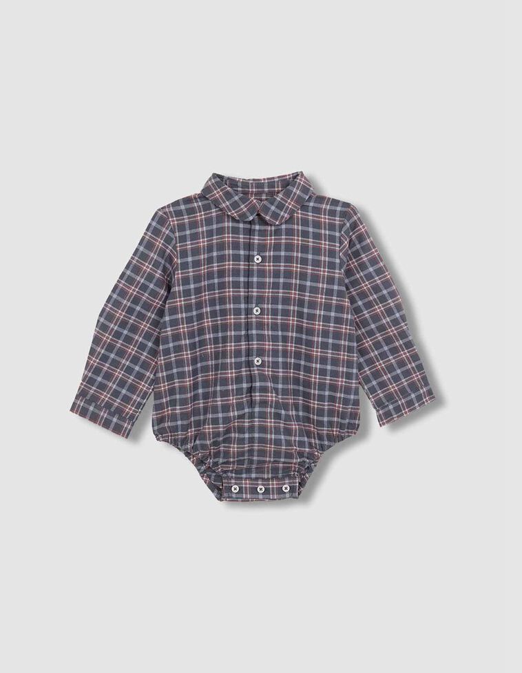 Camisa body bebe cuadros verde