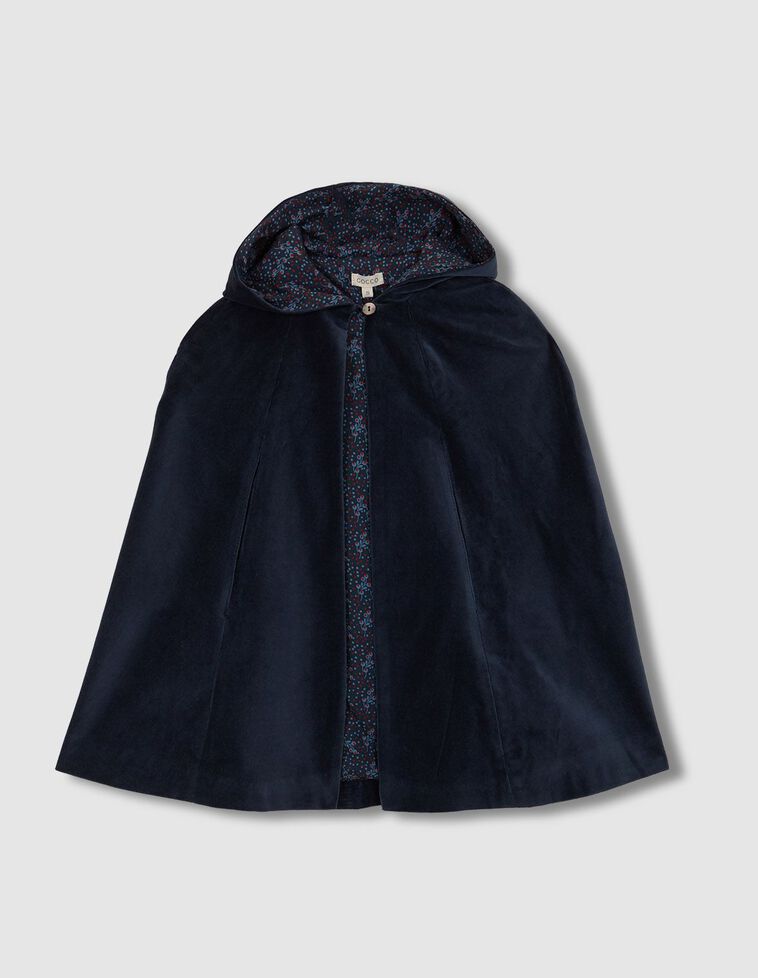Capa de terciopelo con capucha azul