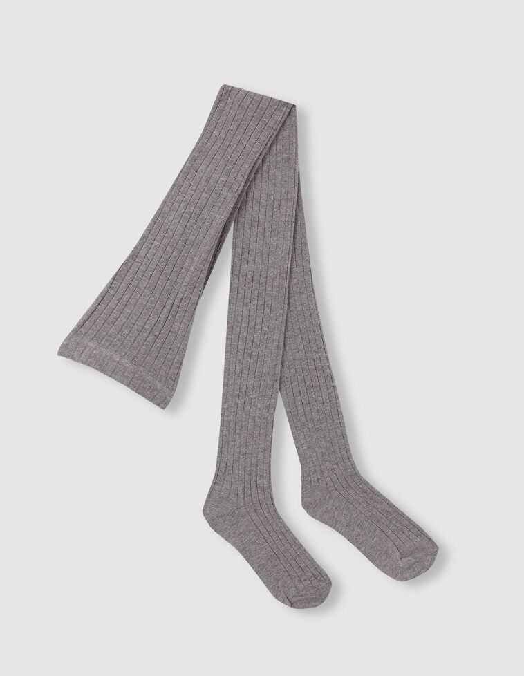 Leotardos básicos de canalé gris claro