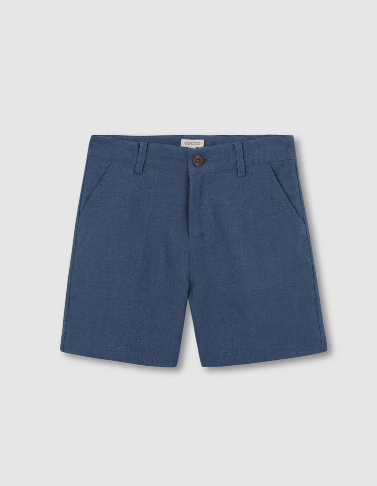 Pantalón corto lino gris azulado