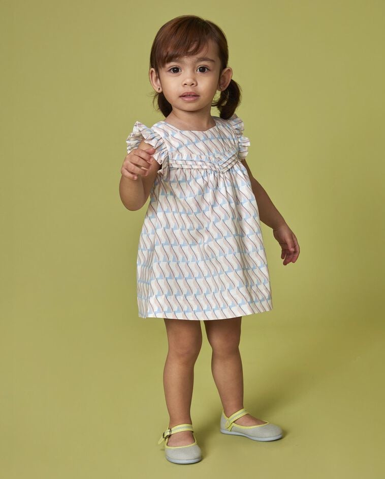 Vestido estampado geom&eacute;trico rosa