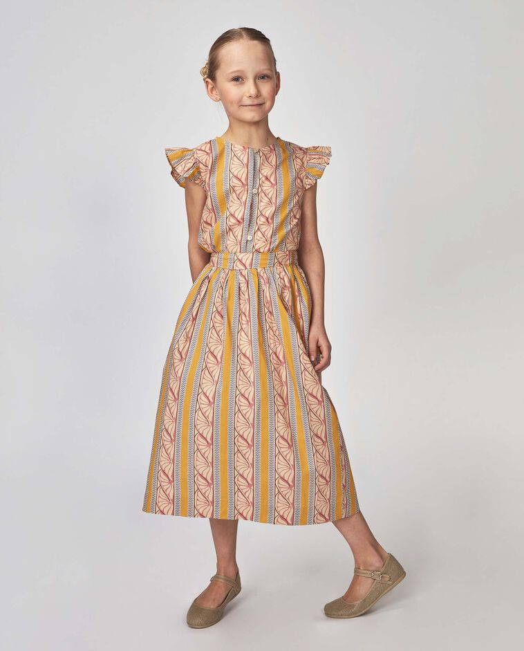 Falda larga estampado &eacute;tnico rosa