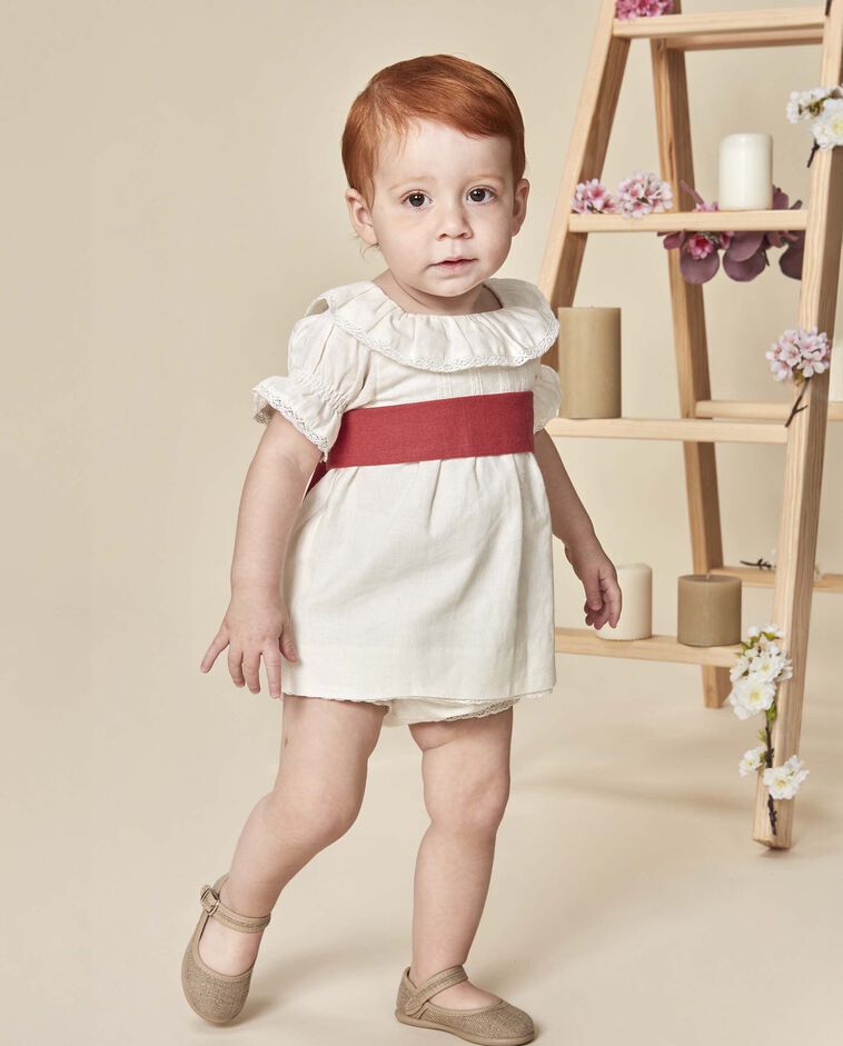 Fajin lino para vestidos coral oscuro