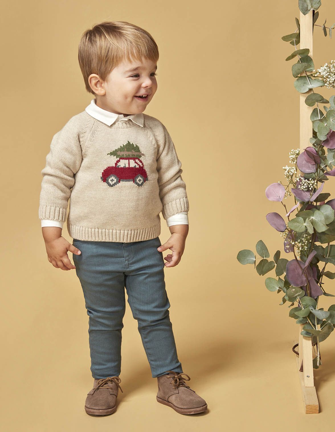 Jersey con intarsia navidena piedra melange para nino bebe Gocco