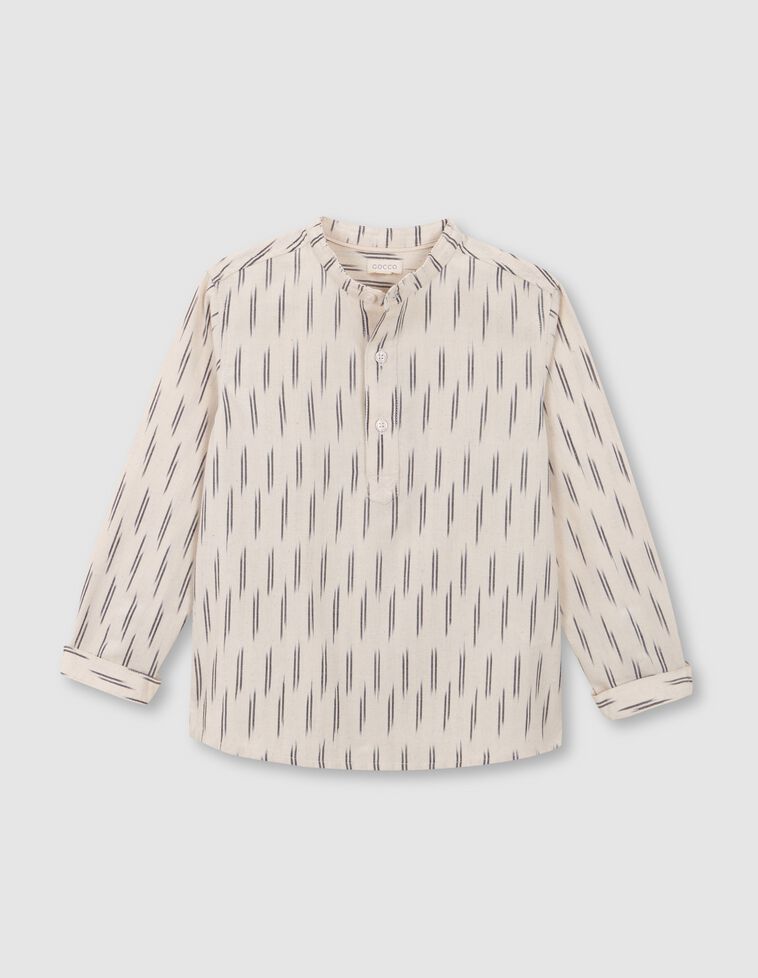 Camisa con estampado ikat blanco roto