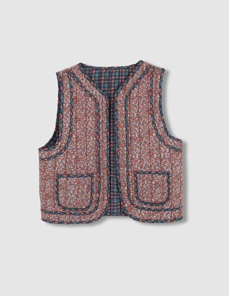 Chaleco estampado acolchado reversible