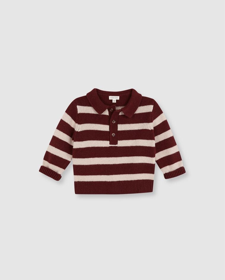 Jersey polo de rayas rojo beb&eacute;