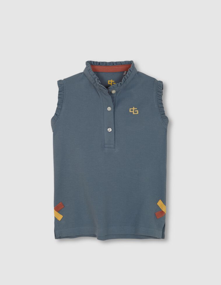 Polo detalles contraste gris