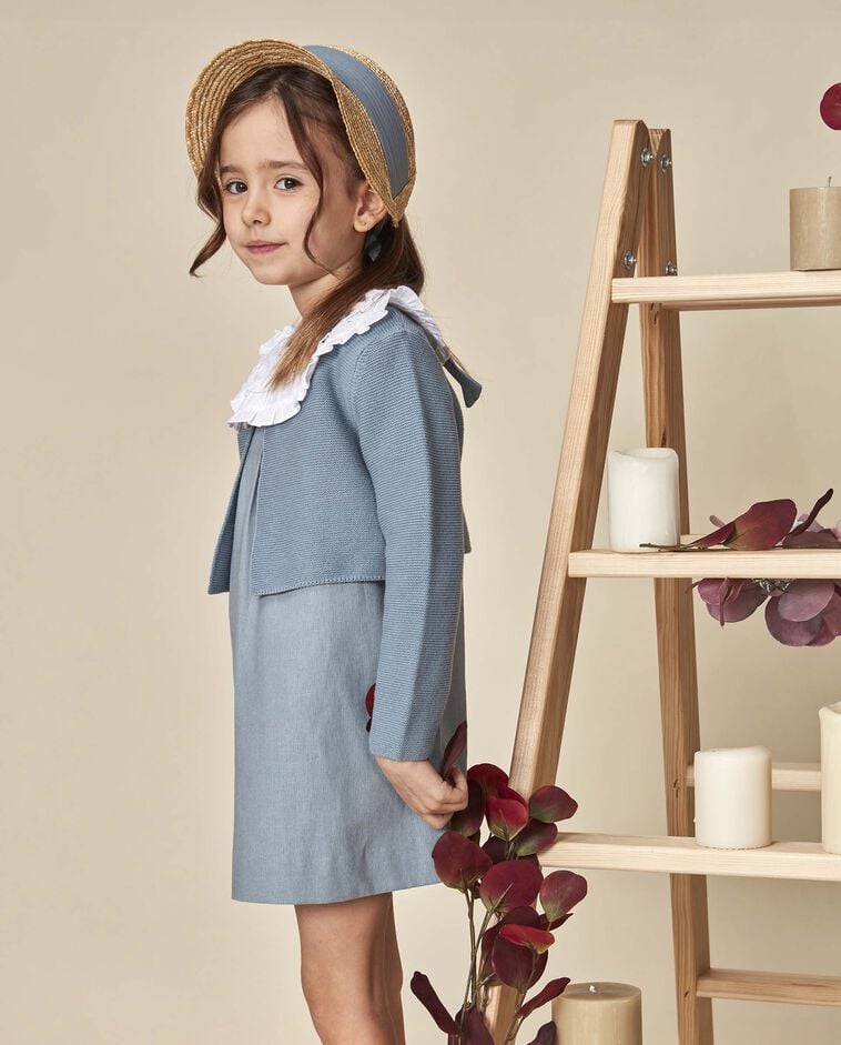 Chaqueta corta punto bobo azul