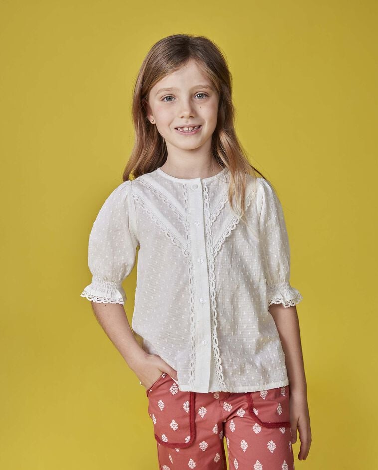 Blusa con tiras bordadas blanco