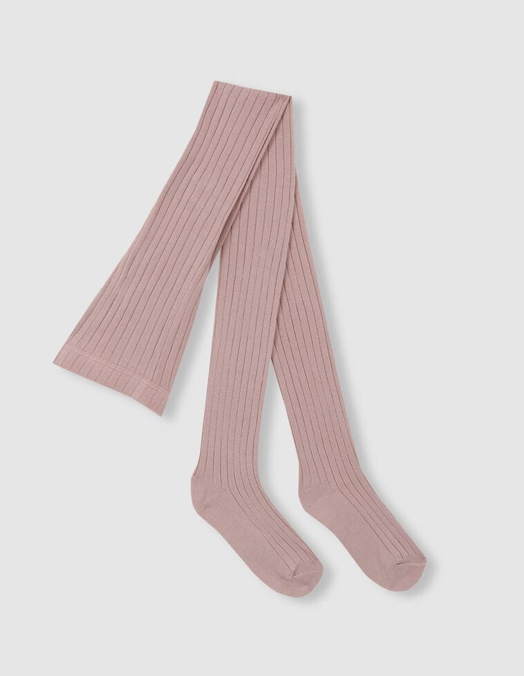 Leotardos de canalé rosa pastel