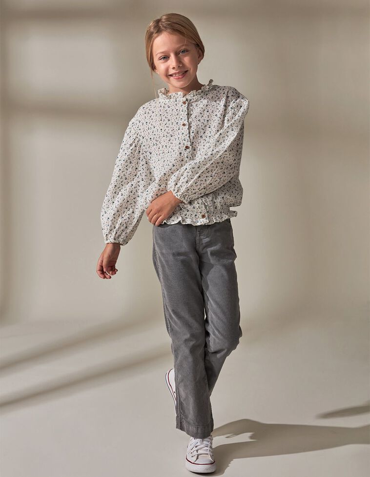 Camisa gasa estampada con abullonadas | Niña | Gocco