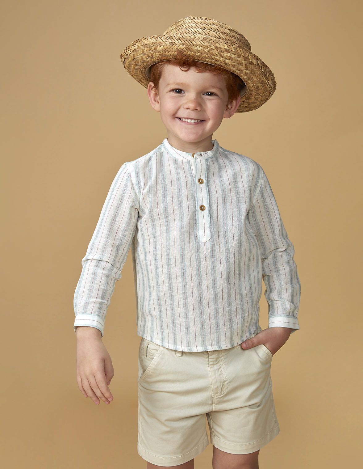 Camisa mao rayas crudo para nino Gocco