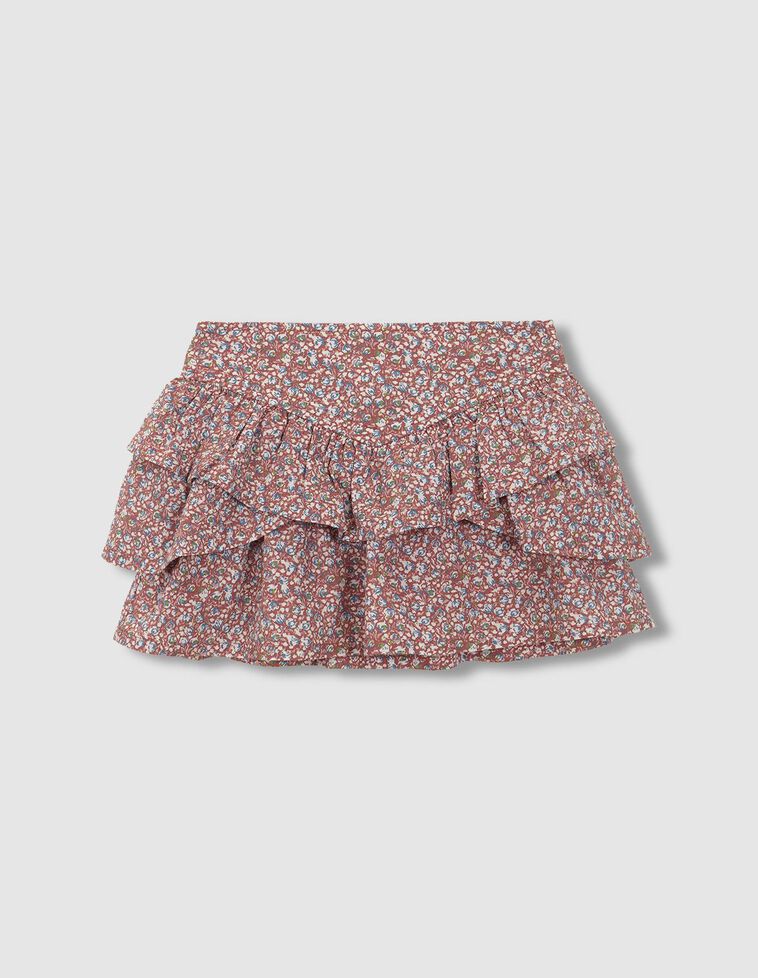 Falda con volantes granate