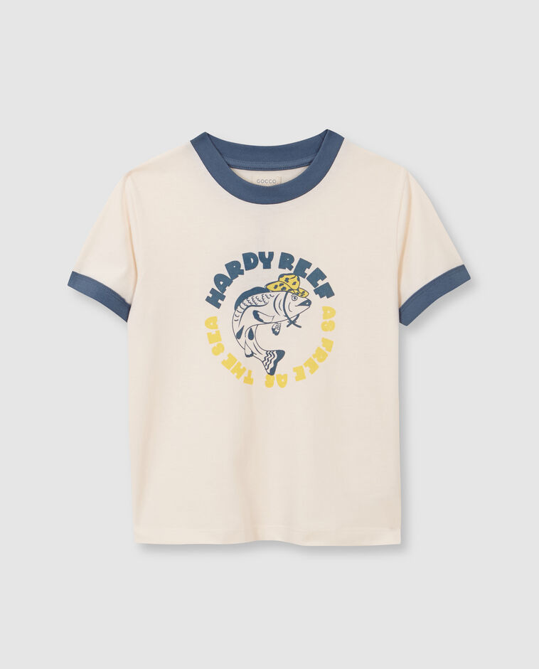 Camiseta con print beige claro