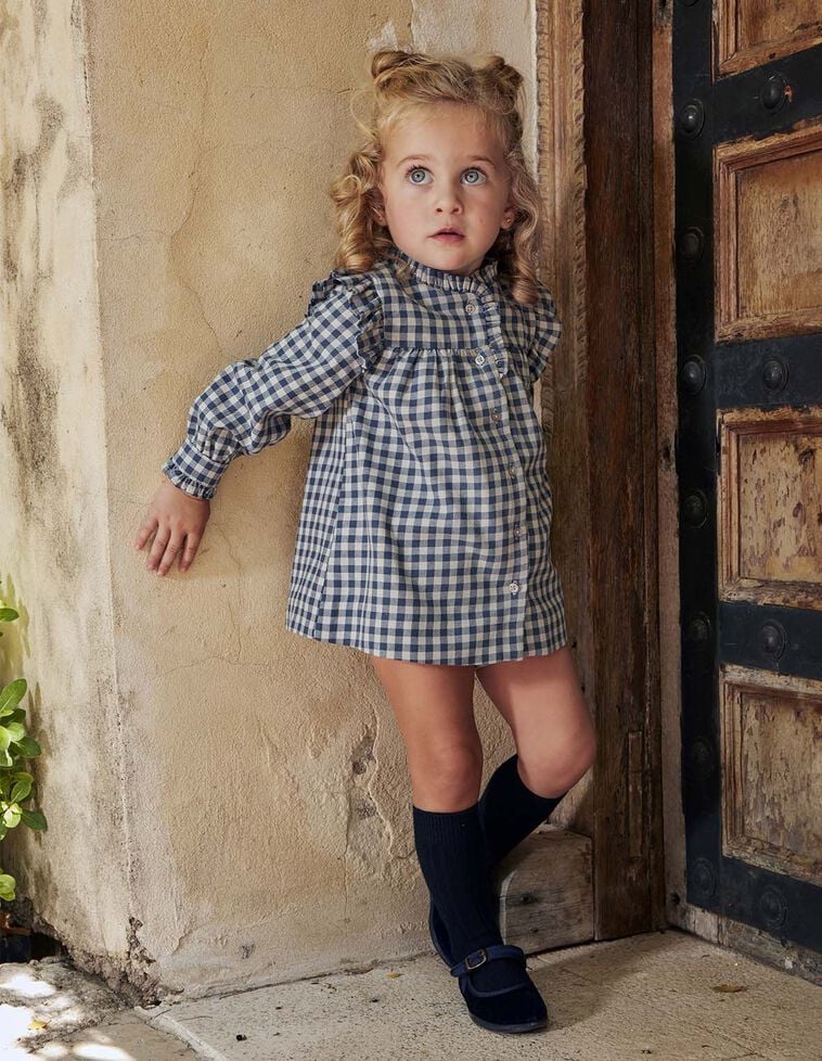 Vestido de cuadro vichy azul