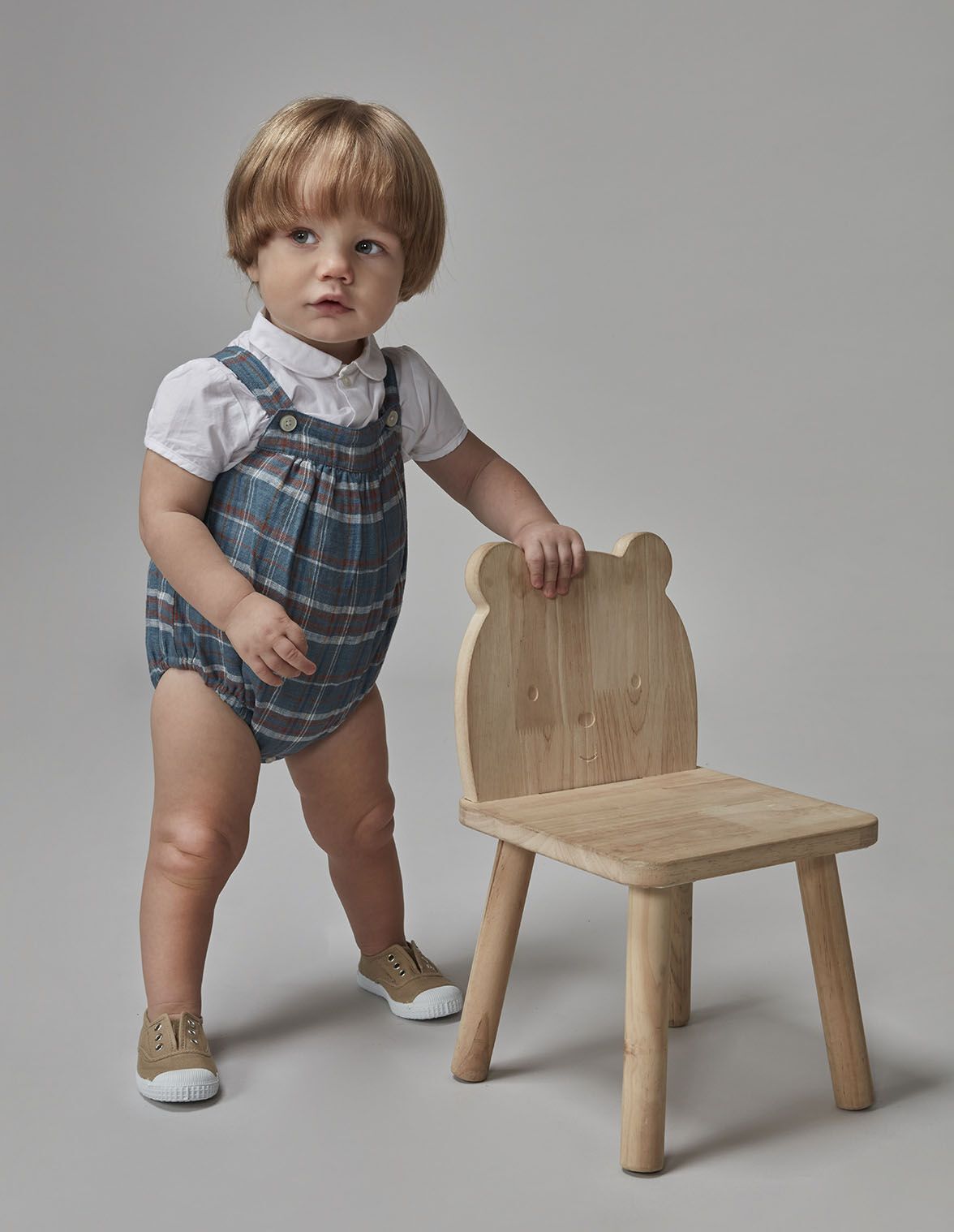 Ranita de cuadros azul para nino bebe Gocco