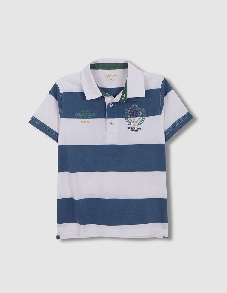Polo rayas bordado tennis azul claro