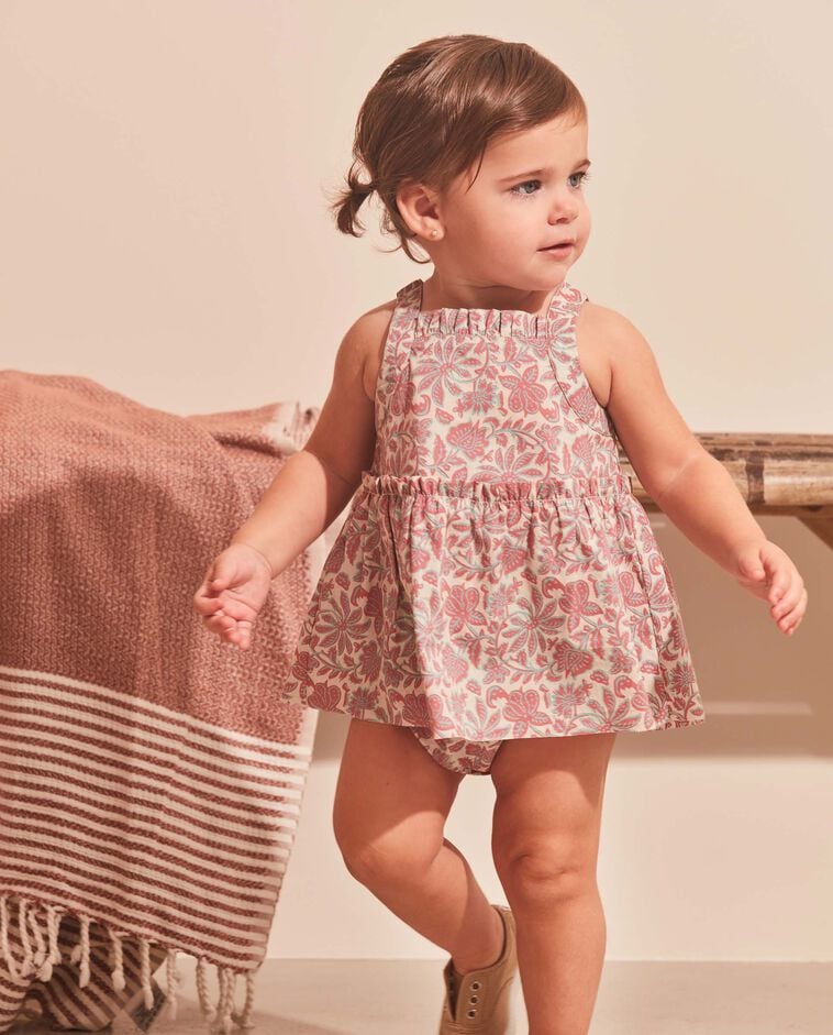 Vestido flor india beige claro