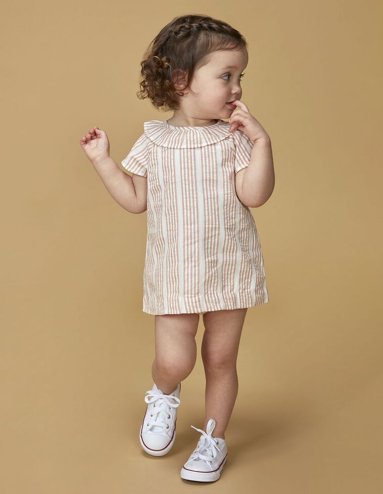 Vestido corto de rayas naranja