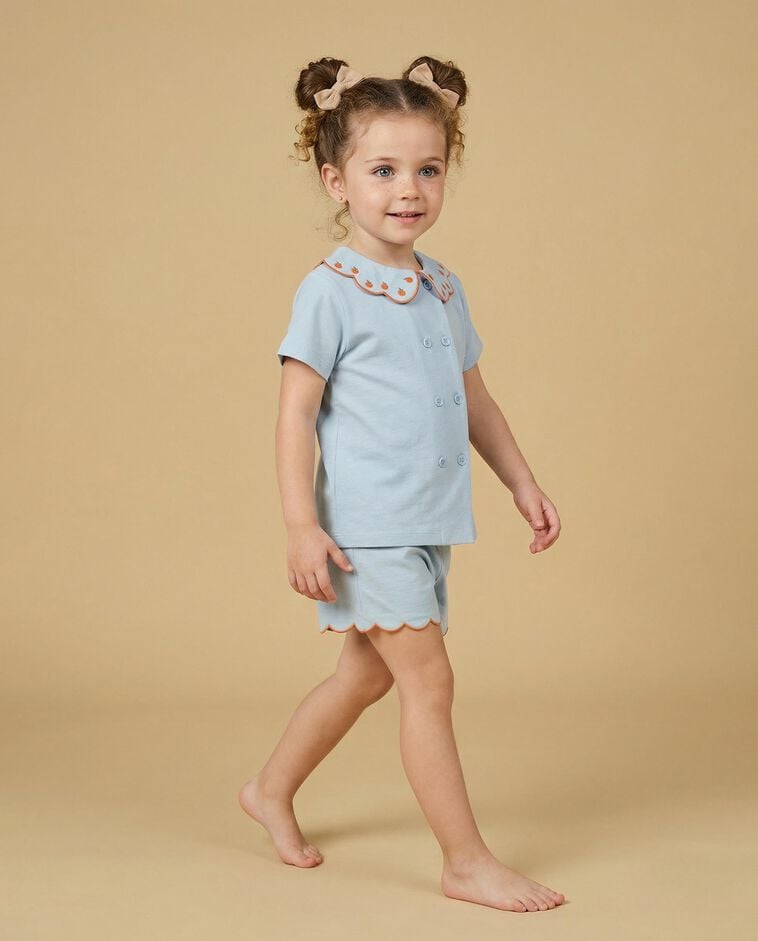 Pijama naranjas azul claro