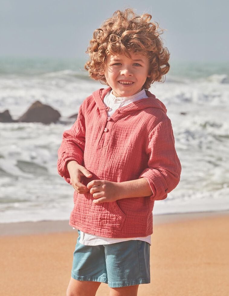 Sobrecamisa con bolsillo de canguro rosa