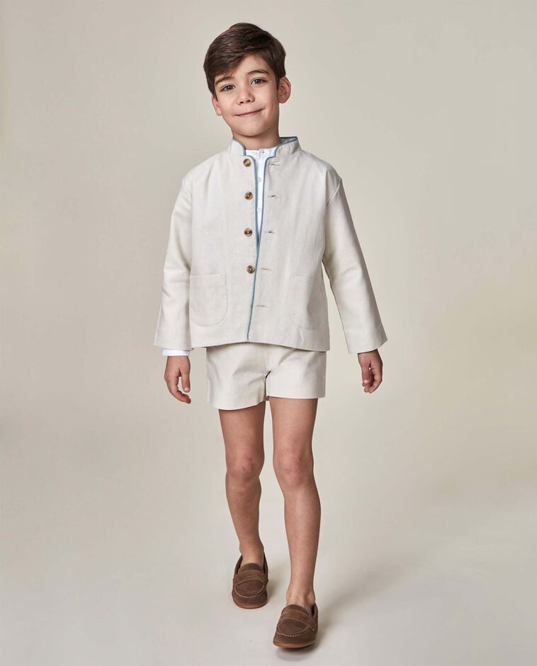 Chaqueta de lino piedra