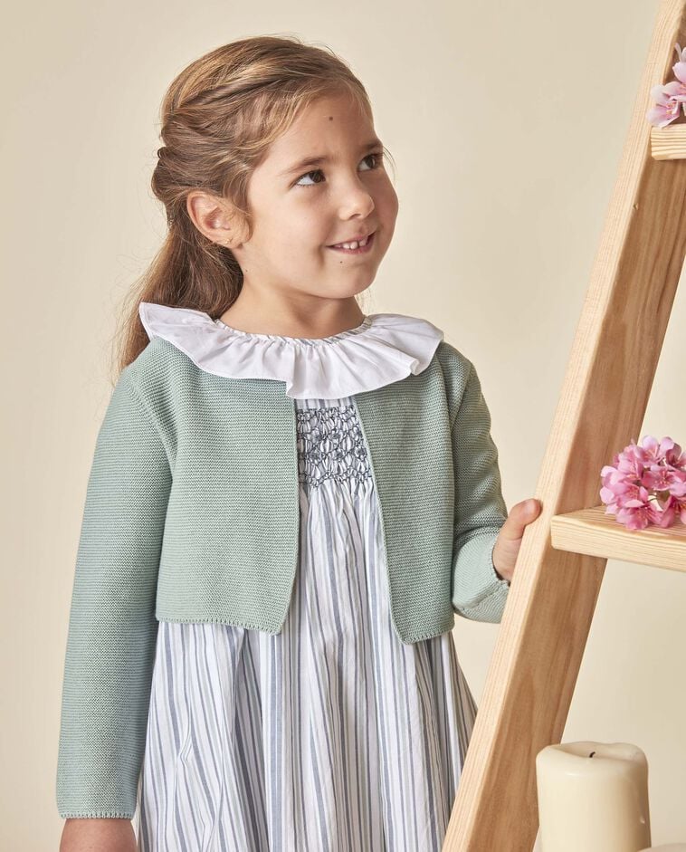 Chaqueta corta punto bobo verde