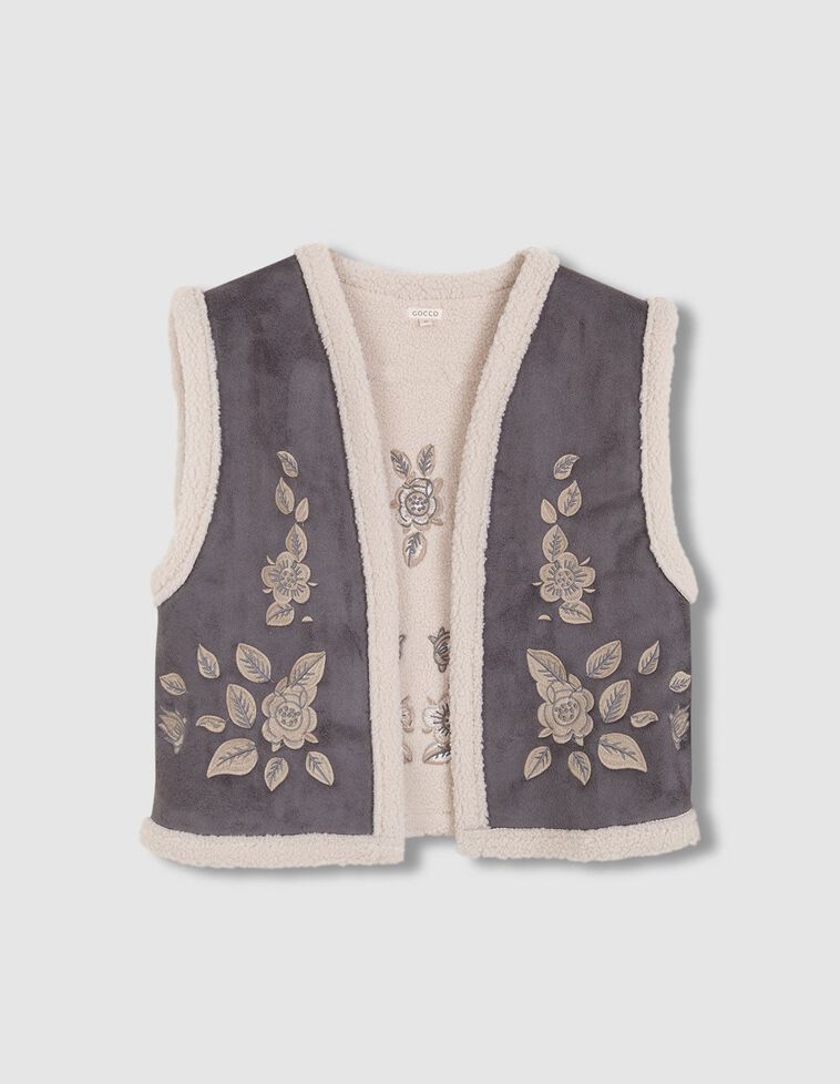 Chaleco madre bordado gris